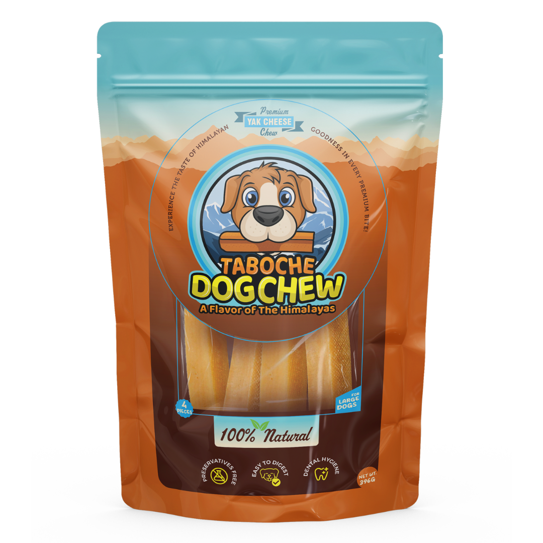 Taboche Dog Chew- Yak Cheese - All Natural & Organic- Long Lasting- A Flavor of The Himalayas - Medium Pack of 4- 396 Grams- 14 oz
