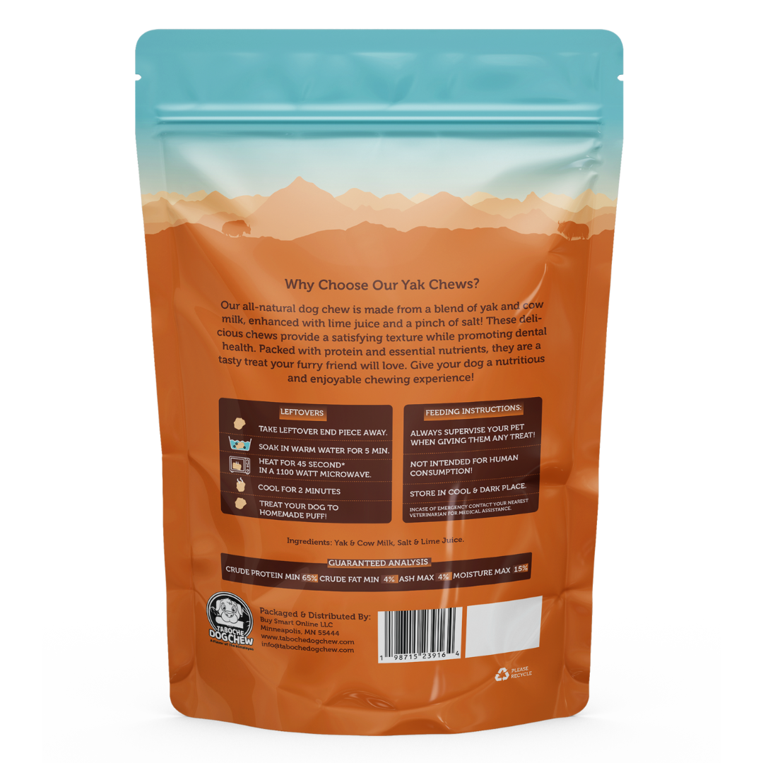 Taboche Dog Chew- Yak Cheese - All Natural & Organic- Long Lasting- A Flavor of The Himalayas - Medium Pack of 4- 396 Grams- 14 oz