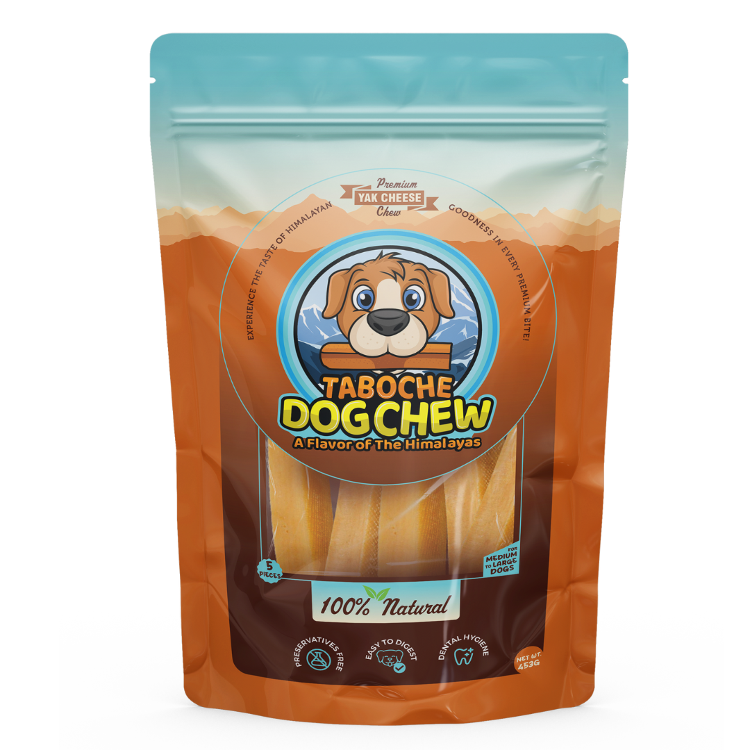 Taboche Dog Chew- Yak Cheese - All Natural & Organic- Long Lasting- A Flavor of The Himalayas - Large - 16 oz (453g) - Pack of 5