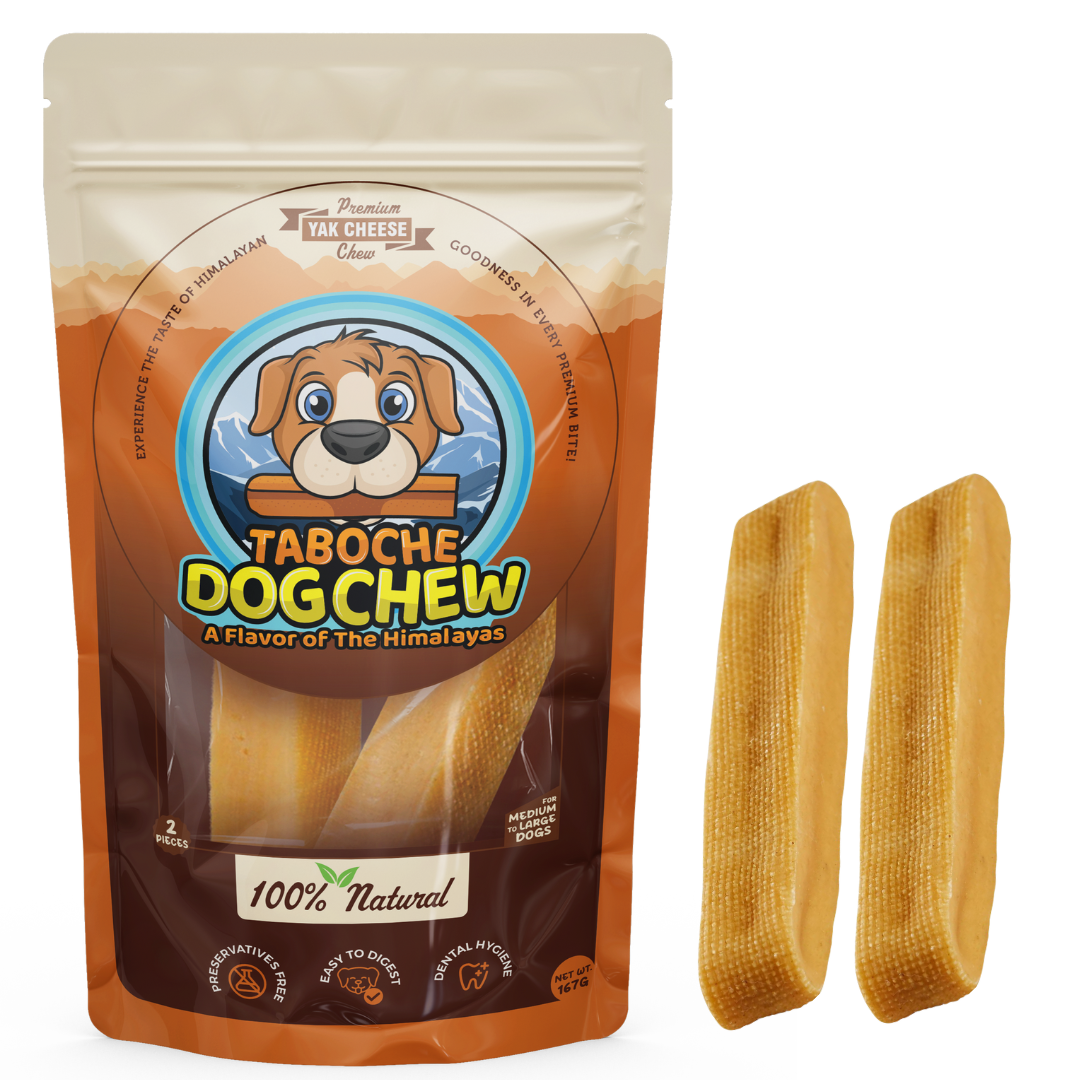Taboche Dog Chew- Yak Cheese - All Natural & Organic- Long Lasting- A Flavor of The Himalayas - Medium - 5.90 oz (167g) - Pack of 2