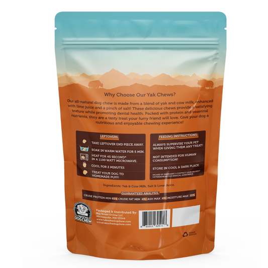 Taboche Dog Chew- Yak Cheese - All Natural & Organic- Long Lasting- A Flavor of The Himalayas - Large - 16 oz (453g) - Pack of 5