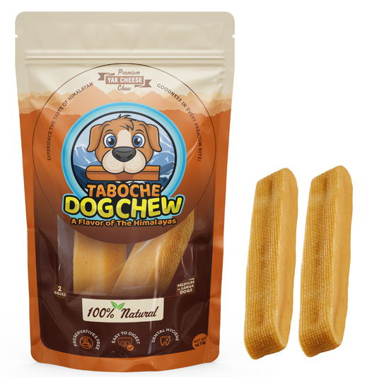 Taboche Dog Chew- Yak Cheese - All Natural & Organic- Long Lasting- A Flavor of The Himalayas - Medium - 5.90 oz (167g) - Pack of 2
