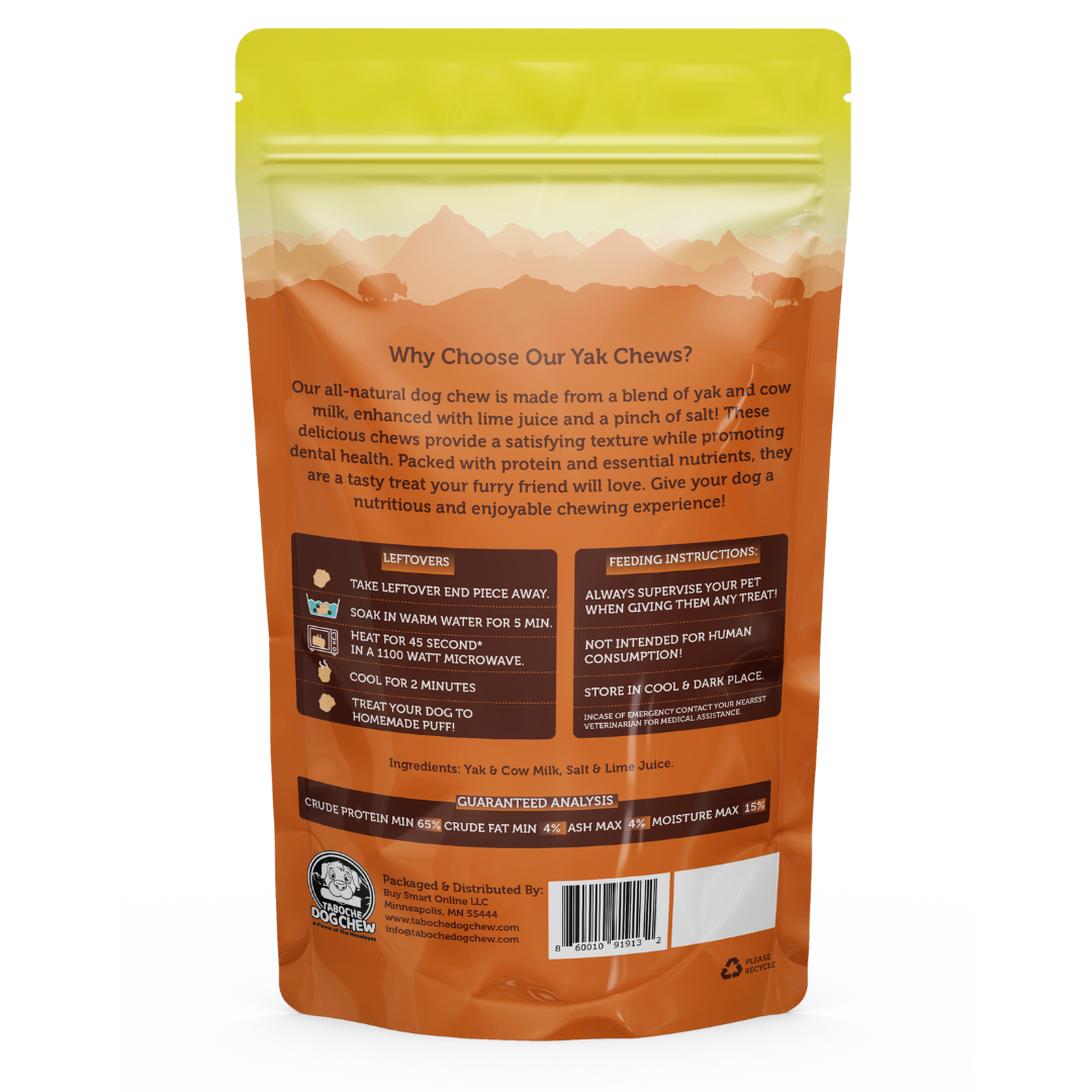 Taboche Dog Chew- Yak Cheese - All Natural & Organic- Long Lasting- A Flavor of The Himalayas - Small Long - 6.27 oz (178 g) - Pack of 4 Brand: Taboche Dog Chew